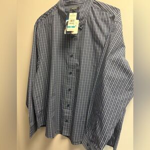 MEN’S NWT Haggar XXL Men's Purple/White/Black Plaid Casual Button Down Shirt